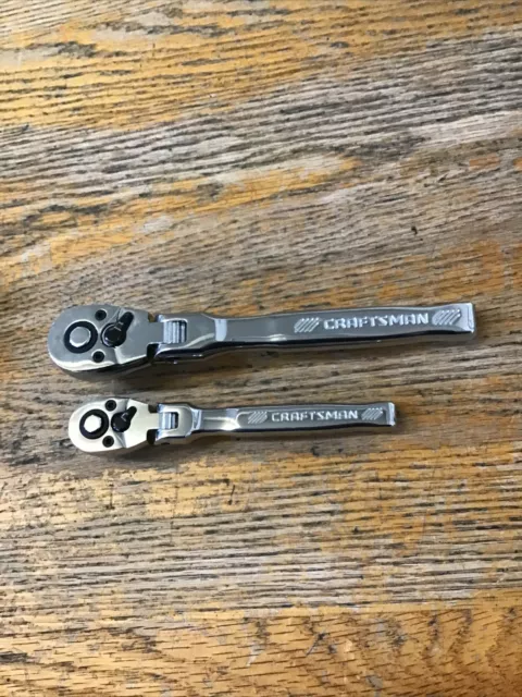 2 Craftsman 3/8 1/4 72 Tooth Quick Release Flex Head Ratchet CMMT99420 & 440 New