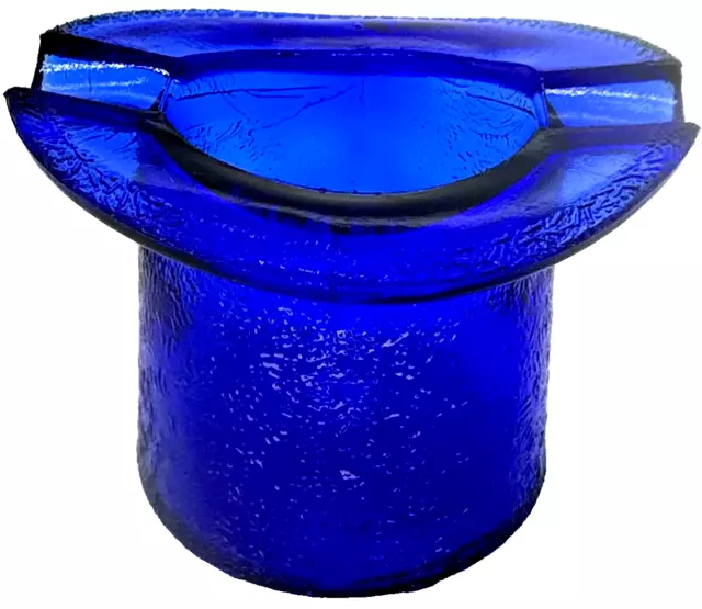 VINTAGE COBALT BLUE Glass Top Hat Ashtray, 2.5