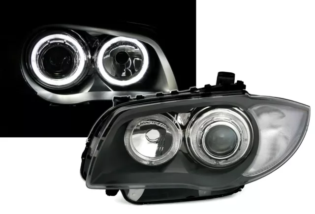 Angel Eyes Scheinwerfer mit weiße LED Ringe für 1er BMW E87 E81 E82 E88 Grau