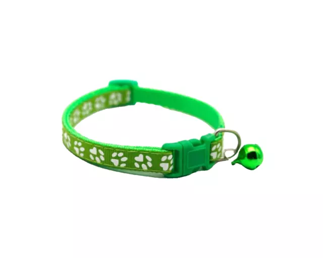 Collier VERT BOUTEILLE Chat Chaton Nylon Avec Grelot Anti Etranglement Chiot