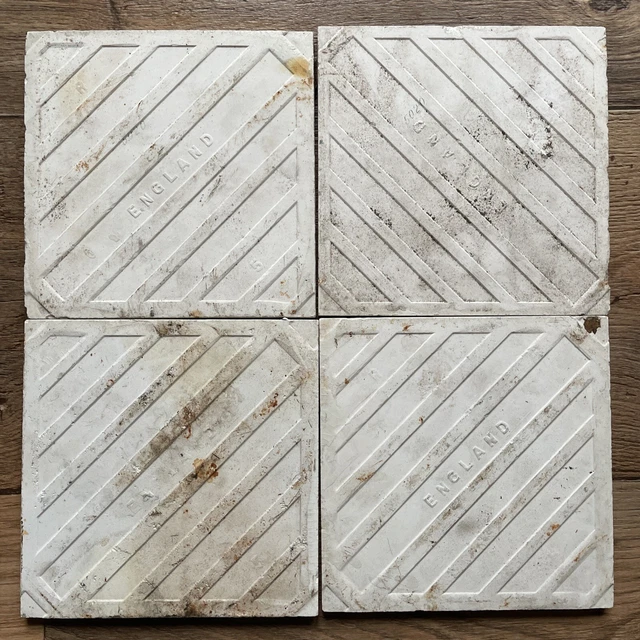 set of 4  Six Inch Square Victorian Floral Tiles C1900 reclaimed 6
