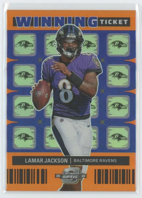 2022 Contenders Optic Orange Prizm Winning Ticket Lamar Jackson 32/50 EW1