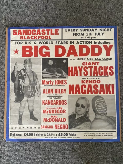 Vintage Original UK Wrestling  Poster Big Daddy Giant Haystacks 1980’s