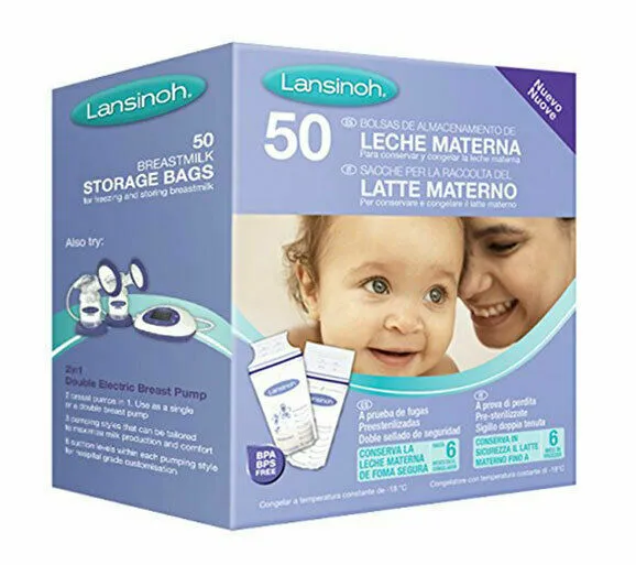 Bolsas de almacenamiento de leche materna Lansinoh bolsas de leche materna (paquete de 50 piezas)