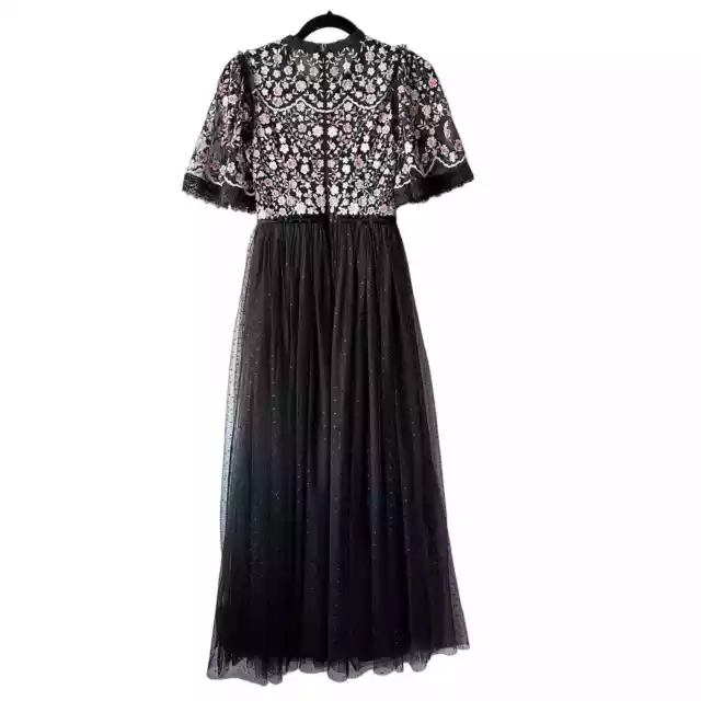 Needle & Thread NEW NWT Rosie Lace Short Sleeve Ankle Gown Maxi Dress Black 3