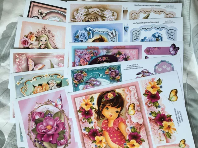 10 X A4 Assorted Decoupage Sheets Floral Girl Wedding Check Pictures