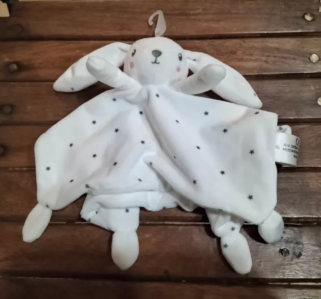 ⭐⭐⭐ Doudou Lapin Simba Toys Kiabi - Blanc étoiles grises attache tétine Neuf