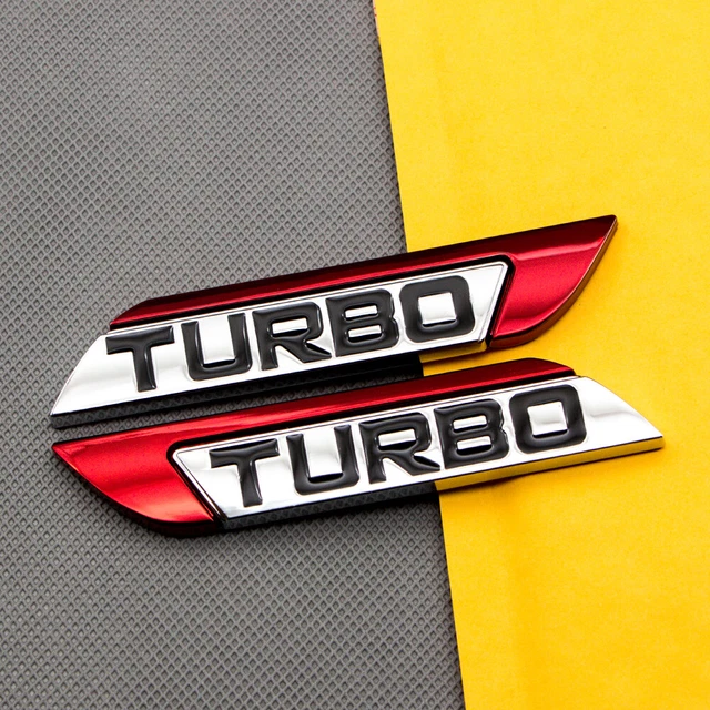 Pair Red Metal TURBO Fender Car Emblem Badge Chrome V6 V8 Sport Sticker Decal Pair Red Metal TURBO Fender Car Emblem Badge Chrome V6 V8 Sport Sticker Decal