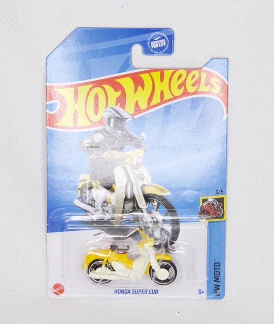 Hot Wheels Honda Super Cub – Moto HW Moto 3/5, échelle 1:64, Jaune, Carte Courte, 2023