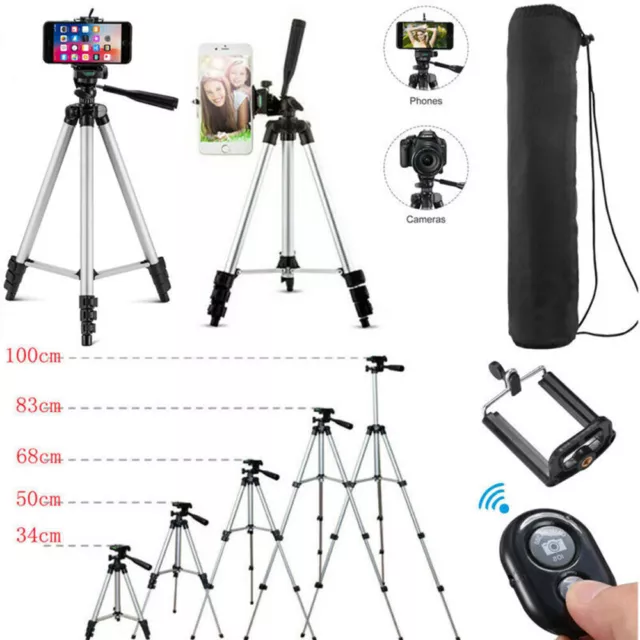 Camera Tripod Stand Holder Mount for iPhone Samsung Cell Phone With Bag & Remote