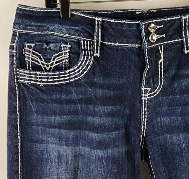 Vigoss Womens The Chelsea Slim Boot Cut Dark Wash Blue Jeans Size 15/16 (36x32) 3