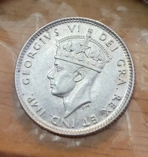 1945-C (UNC) Canada Newfoundland - 5 Cents King George Silver Coin