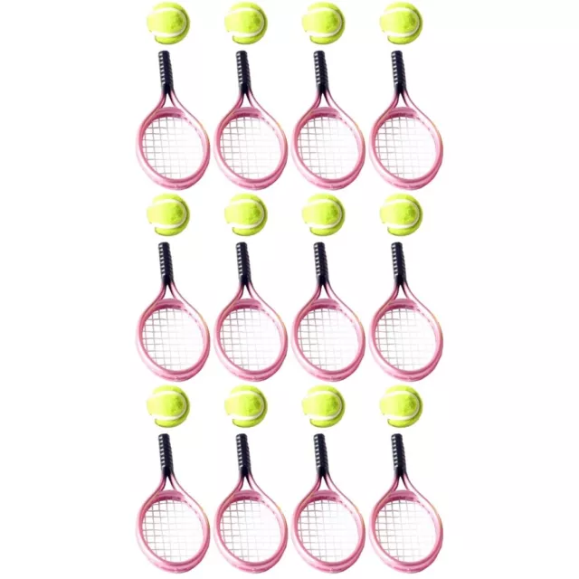 12 Sets Tennisschläger Plastik Mini-Sachen Fotografie-Requisiten Werkzeug Dekor