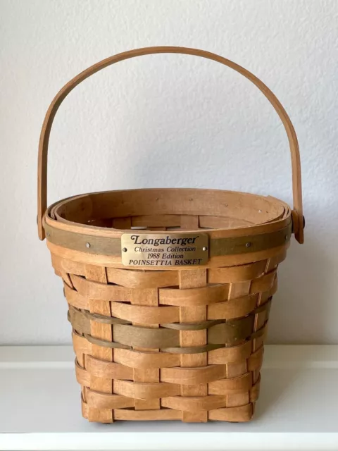 Vintage Longaberger 1988 Edition Christmas Collection Poinsettia Basket in Green 2