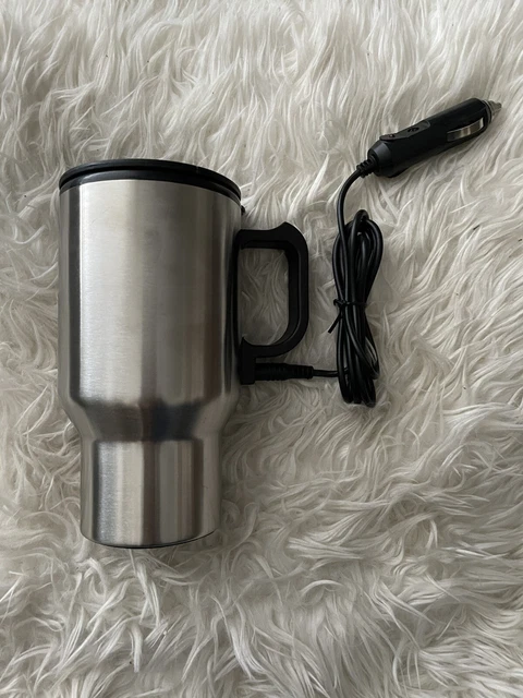 NEW Heated Travel Mug Stainless Steel 12v Car Adapter (Tea or Coffee)