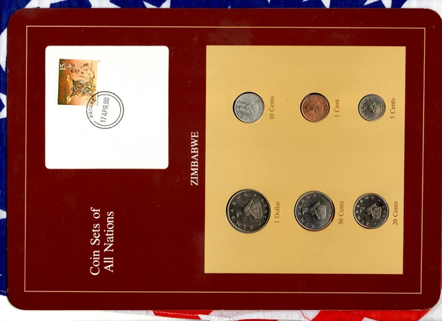 Coin Sets of All Nations Zimbabwe 1980-1990 UNC 20 cents 1987