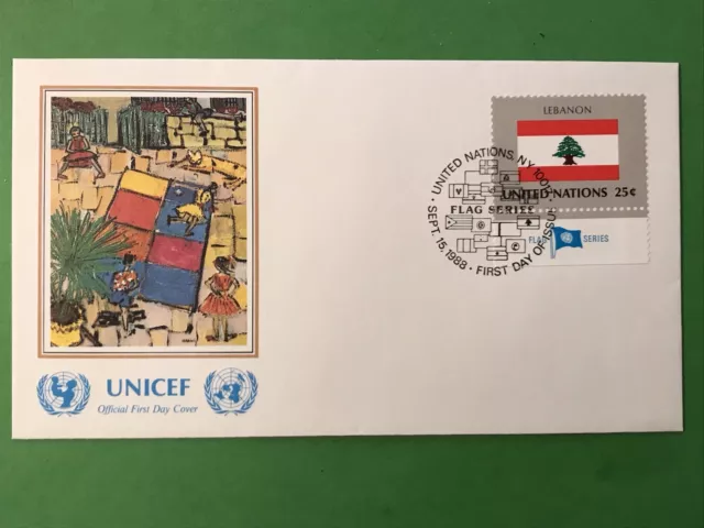 1988 - FDC - Mi.Nr. NT-NY 556 -  Flag Series "Libanon“ - ESST Vereinte Nat. NY