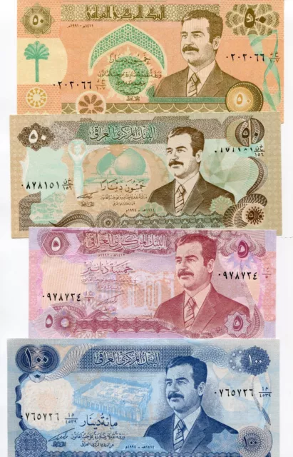 7 Saddam Iraq Dinar Notes Money - Saddam Hussein Currency UNC set 3