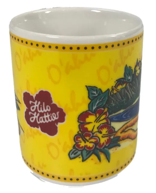 2002 Hilo Hattie O'ahu Diamond Head Hawaii Yellow Souvenir Coffee Cup Mug