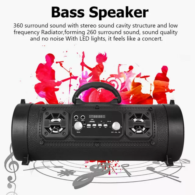 Portable Wireless Bluetooth Speakers Stereo Bass USB/TF/ Radio Outdoor Subwoofer 3