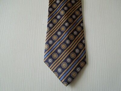Lanvin paris cravatta tie 100% seta soide silk  necktie blu oro quadri A137 