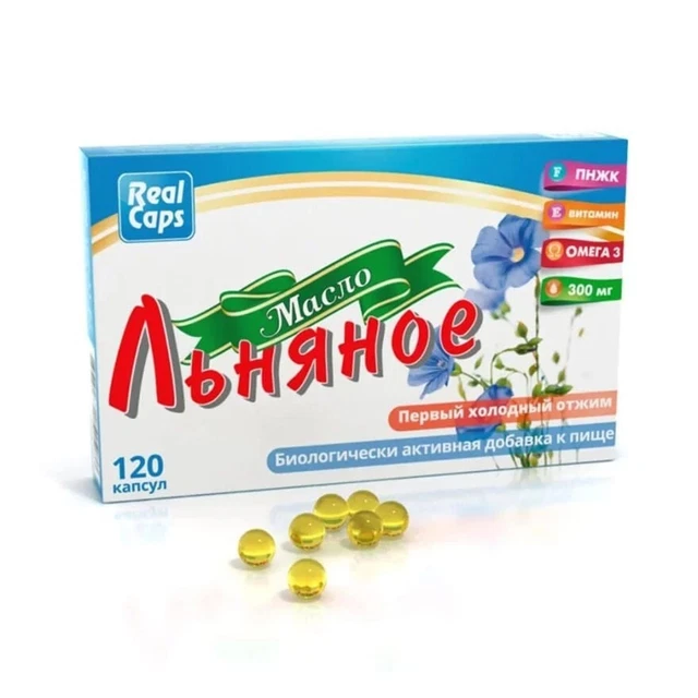 Aceite de linaza de ácidos grasos poliinsaturados Real Caps s 120 cápsulas