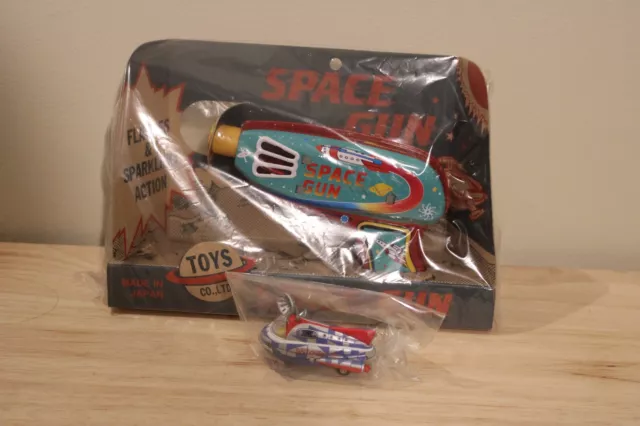 New Tin Toy Collectible Space Gun and Small Space Patrol Rocket from Japan, Rare