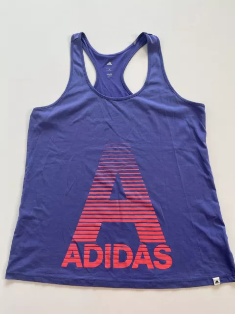 ADIDAS Climalite Women’s Purple Tank Top Big Retro Style Logo Singlet Size XL