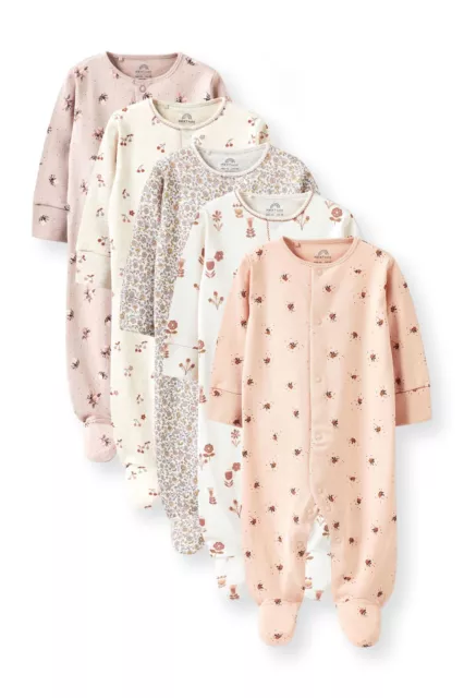 Baby Girls Sleepsuits 5 Pack Neutral, Floral Babygrows 18-24 Months Next BNWT