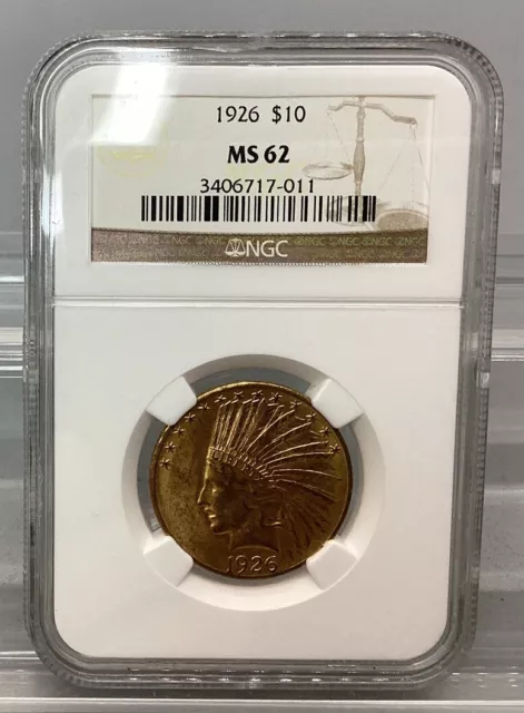 1926 Gold Indian Head $10 Coin NGC MS 62