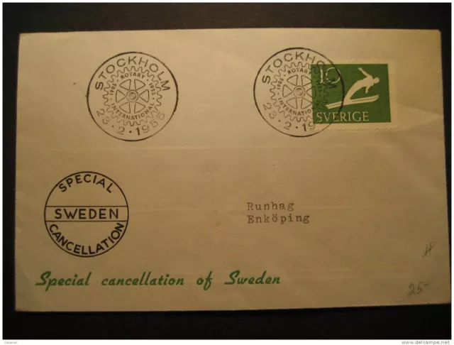 SWEDEN Stockholm 1955 Rotary Cancel Suede Sverige