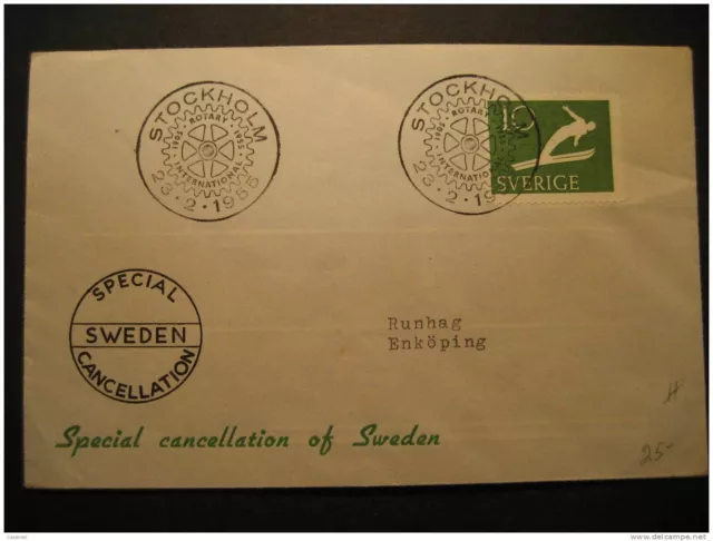 Sweden Stockholm 1955 Rotary Cancel Suede Sverige