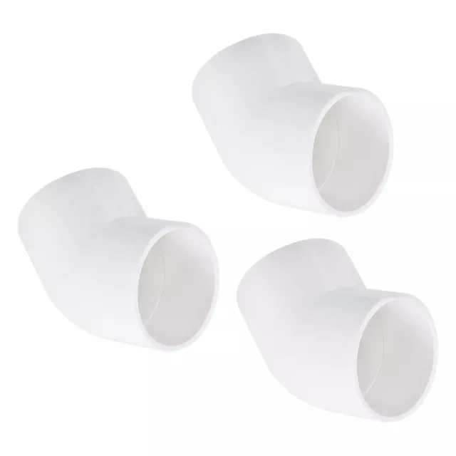 3Pcs 45 Degree Elbow Pipe Fittings 2 Inch UPVC Fitting Connectors White