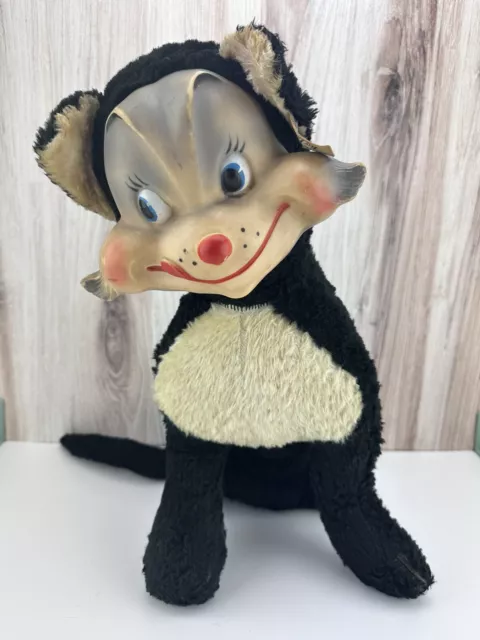 Vintage My Toy Co Creation Black/White CAT Rubber Face 15" Stuffed Plush