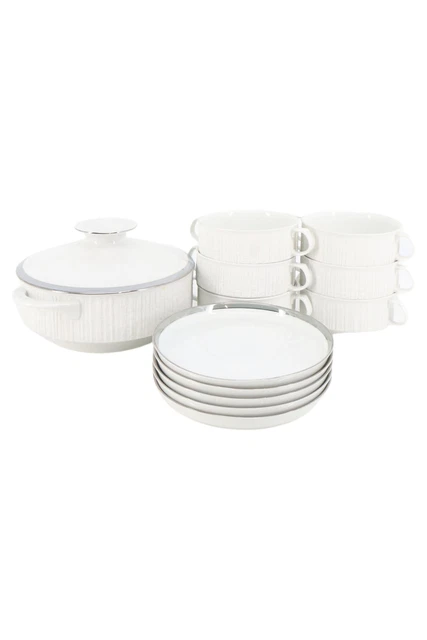 Taza de sopa THOMAS blanca Arcta Ø 16 cm borde plateado de porcelana