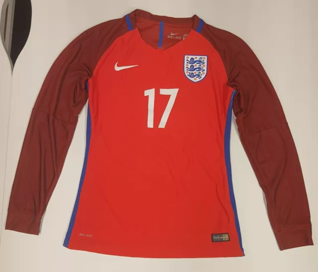 England 2016 Nike Rare PLAYER ISSUE Football Rare Long Sleeve Red No 17 Shirt, S