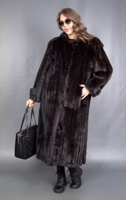 12518 Superior Blackglama Mink Coat Luxury Fur Very Long Beautiful Look Size L