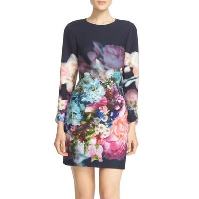 Ted Baker London Vyra Floral Tunic Sheath Dress Womens Size 1 US 4 Romantic Sexy