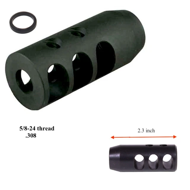 300/.308 5/8 x 24 TPI AR-15, AR-10 COMPETITION COMPENSATOR MUZZLE BRAKE - FDE, t