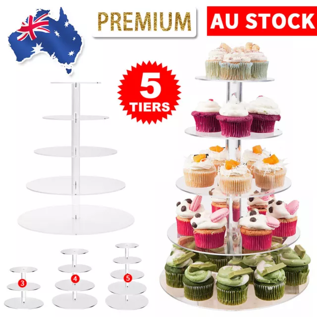 5 Tier Cake Stand Acrylic Clear Fruit Dessert Holder Rack For Serving Tray Party