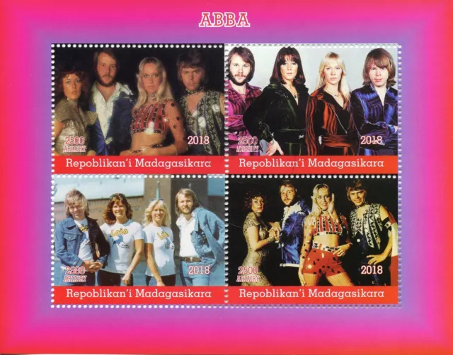 ABBA Stamps Madagascar 2018 CTO Music Popstars Celebrities 4v M/S