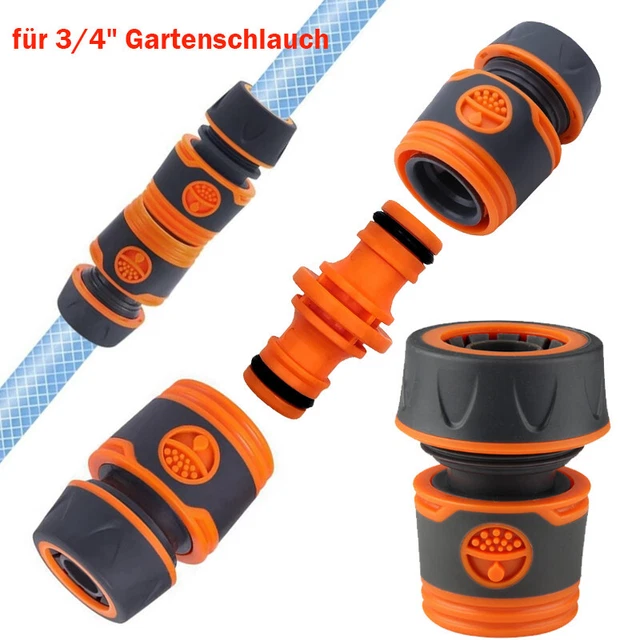 3-teiliges Gartenschlauch Set - Schnellkupplungen Mit Ventil Gardena Kompatibel