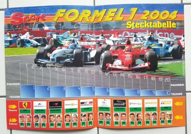 Bravo Sport POSTER Stecktabelle Formel 1 2004 Schumacher Ferrari F1