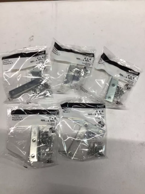 National N226-662 T Plates 4" X 4" Zinc Plated Steel Bracket - 10 (5- 2Packs)