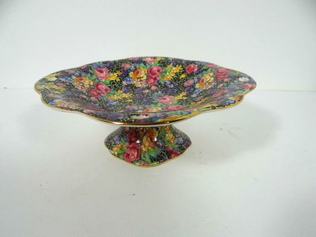 Royal Winton Grimwades Hazel Chintz Bonbon Dish Pedestal Flaw