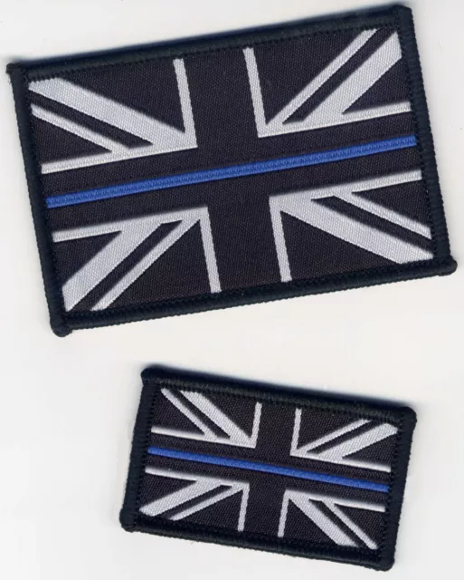 Police The Thin Blue Line Woven Badge Patch Union Jack Flag (Choice of Backing)