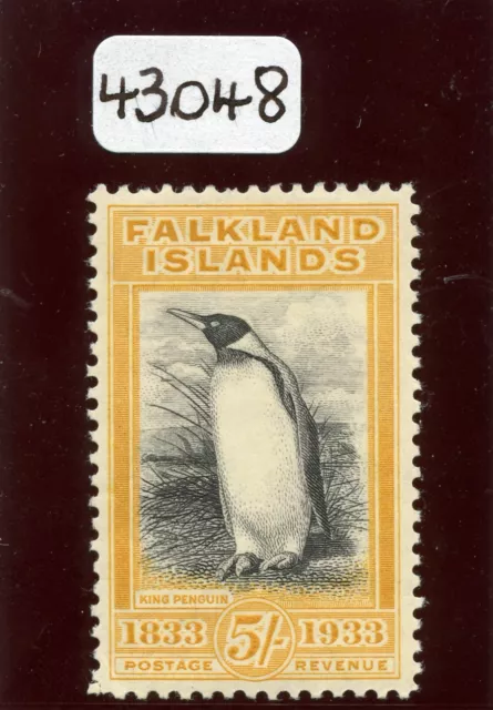 Falkland Islands 1933 KGV Centenary 5s black & yellow-orange MLH. SG 136a.