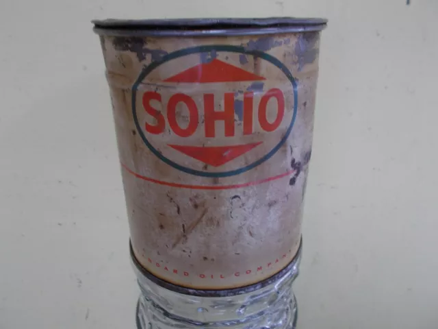 Vtg Sohio  Grease Can Some Content Inside  Gas Oil Advertizing