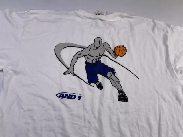 AND1 Basketball T Shirt Adult M L White Ball Vintage 90s USA Funny Dunk