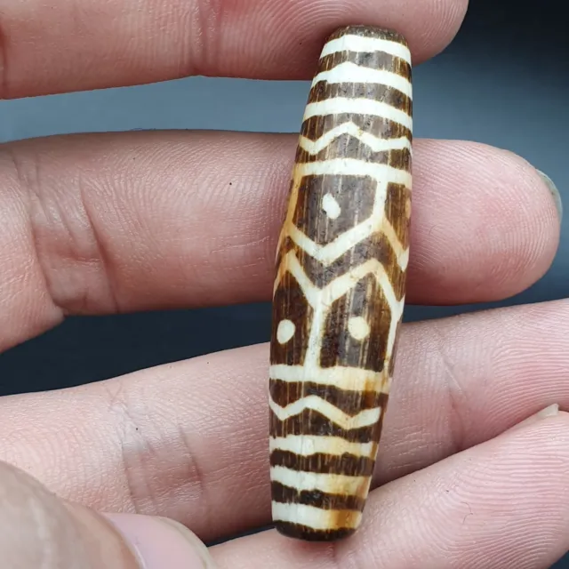 AA Vintage Asian Burmese Old Pumtek pyu petrified Wood Stone bead